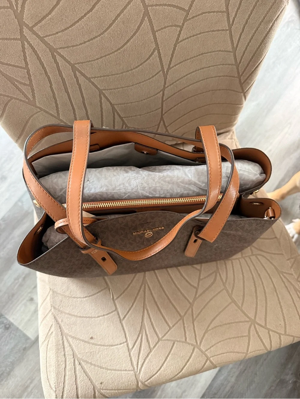 Michael Kors Brown and Tan Logo Tote
